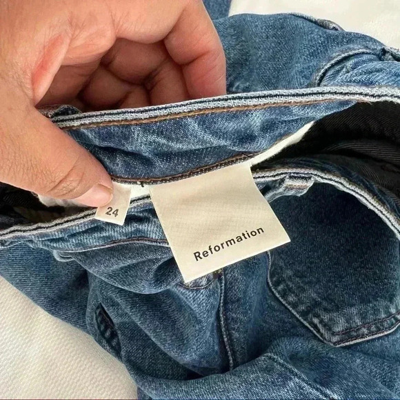 Reformation Mid Rise Button Fly Denim Jeans 24 - Picture 15 of 16
